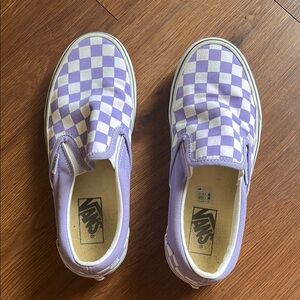 Vans Purple Checkerboard Slip-On Sneakers